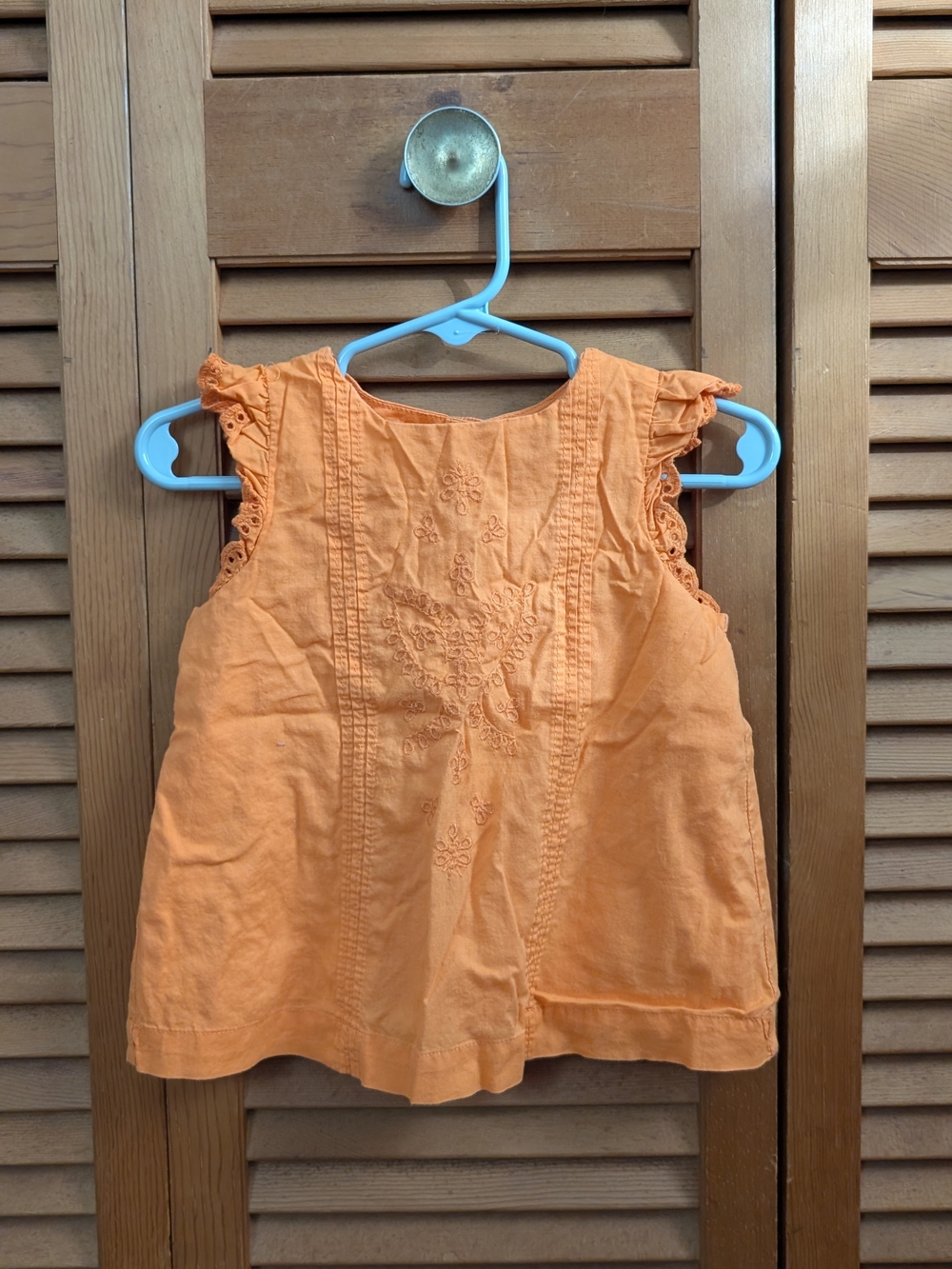 Girls Orange Embroidered Flutter Sleeve Top  -  Baby gap Side 18-24m